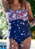 Mastectomy Swimsuit 'Santa Monica Ruched Tankini Set' Red/Navy print