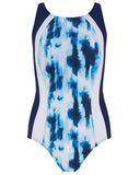 Mastectomy Swimsuit 'Hamptons High Neck One Piece' Blue/Navy